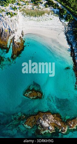 Aerial view of the turquoise waters and sandy beach of Riserva Naturale ...