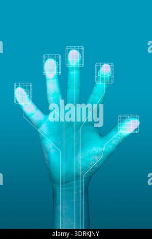 Hand on the touchscreen Stock Photo
