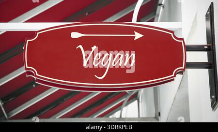 Signposts the direct way to Vegan Food Stock Photo