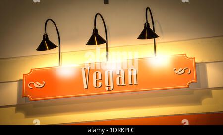 Signposts the direct way to Vegan Food Stock Photo