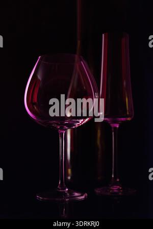 Empty wine glass isolated on black Stock Photo