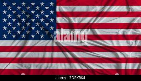 American flag with fabric texture background. National flag of USA Stock Photo