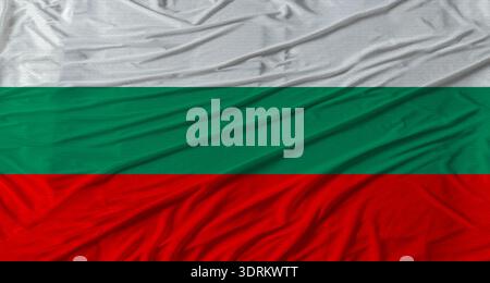 Bulgarian flag waving. Flag of Bulgaria with cloth texture Stock Photo