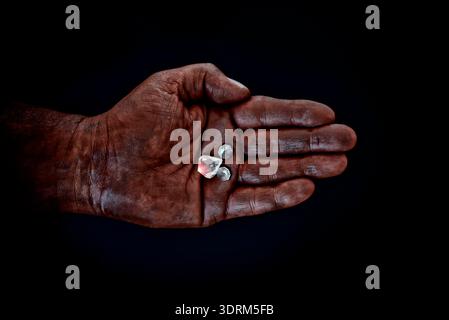 Black hand with diamonds Stock Photo