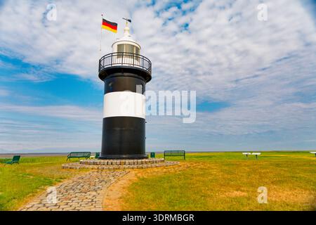 Lighthouse, Kleiner Preusse, Wremen, Wadden Sea, Weser estuary, North Sea, Lower Saxony, Germany Stock Photo