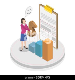 3D Isometric Flat Vector Conceptual Illustration of Objective Key Results Stock Photo
