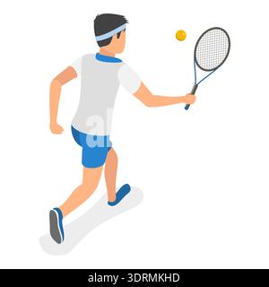 3D Isometric Flat Vector Set of Tennis Players Stock Photo