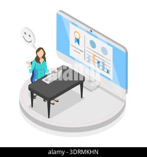 3D Isometric Flat Vector Conceptual Illustration of Objective Key Results Stock Photo