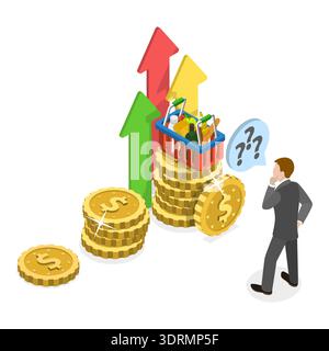 3D Isometric Flat Vector Conceptual Illustration of Inflation Stock Photo