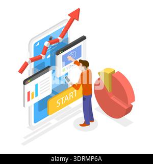 3D Isometric Flat Vector Conceptual Illustration of Startup Ideas Stock Photo