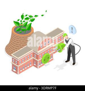 3D Isometric Flat Vector Conceptual Illustration of Smart Industry Stock Photo