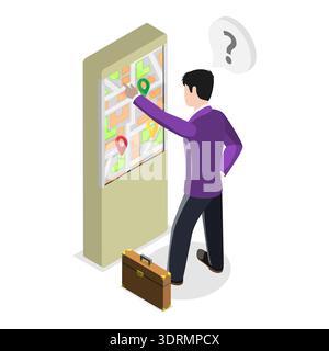 3D Isometric Flat Vector Conceptual Illustration of Information Kiosk Stock Photo