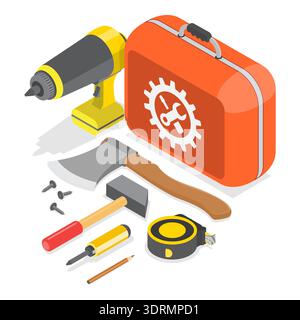 3D Isometric Flat Vector Illustration of Carpentry Stock Photo