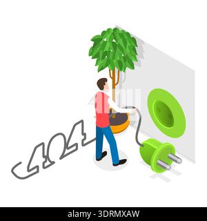 3D Isometric Flat Vector Conceptual Illustration of 404 Error Stock Photo
