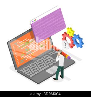 3D Isometric Flat Vector Conceptual Illustration of Software Development Stock Photo
