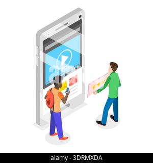 3D Isometric Flat Illustration of Mobile Interface Design. Item 2 Stock Photo