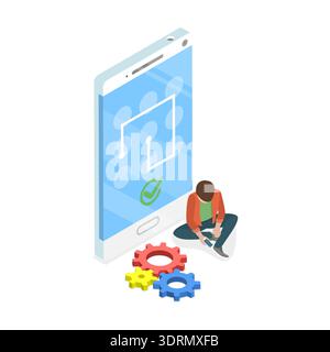 3D Isometric Flat Vector Conceptual Illustration of Biometrics Identification and Verification Stock Photo