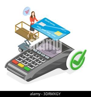 3D Isometric Flat Vector Conceptual Illustration of Credit Card Online Stock Photo
