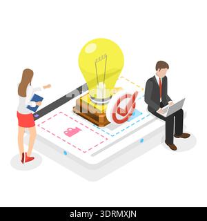 3D Isometric Flat Vector Conceptual Illustration of Startup Ideas Stock Photo