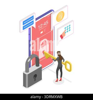 3D Isometric Flat Illustration of Credit Card Online. Item 2 Stock Photo