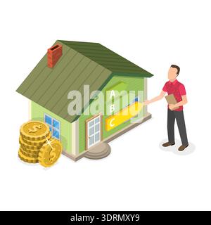 3D Isometric Flat Illustration of Home Energy Efficiency. Item 2 Stock Photo
