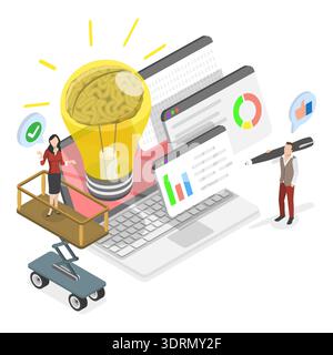 3D Isometric Flat Vector Conceptual Illustration of Idea Finding Stock Photo
