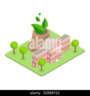 3D Isometric Flat Vector Conceptual Illustration of Sustainable Lifestyle Stock Photo