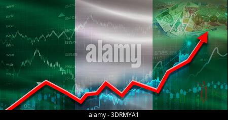 Nigeria financial growth on market graph. Nigeria economic growth on financial graph Stock Photo