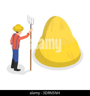 3D Isometric Flat Vector Set of Farmers Stock Photo