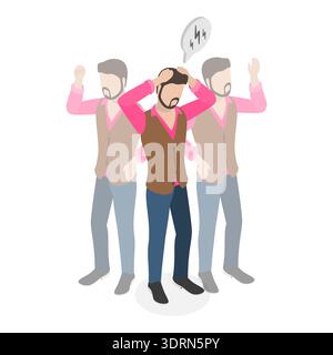 3D Isometric Flat Vector Conceptual Illustration of Melancholy Stock Photo