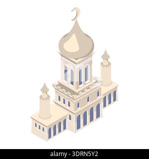 3D Isometric Flat Vector Set of Muslim Islam Items and People Stock Photo
