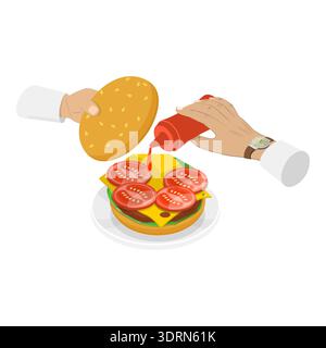3D Isometric Flat Vector Set of Culinary Stock Photo