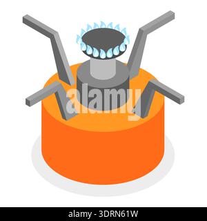 3D Isometric Flat Vector Set of Camping Stoves Stock Photo