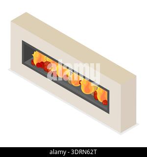 3D Isometric Flat Vector Set of Fireplaces Stock Photo