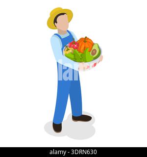 3D Isometric Flat Vector Set of Farmers Stock Photo