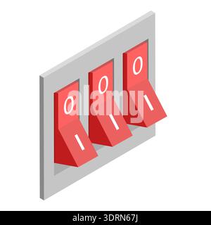 3D Isometric Flat Vector Set of Electric Breakers Stock Photo