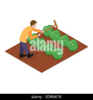 3D Isometric Flat Vector Set of Farmers Stock Photo