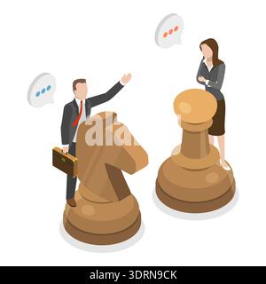 3D Isometric Flat Vector Conceptual Illustration of Negotiation Stock Photo