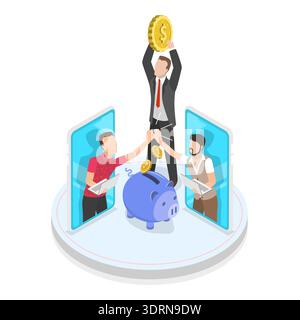 3D Isometric Flat Vector Conceptual Illustration of Startup Funding Stock Photo