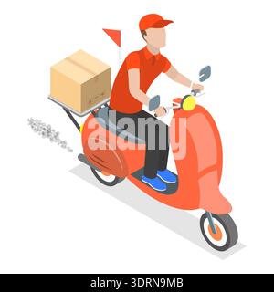3D Isometric Flat Vector Set of Motorcycles Stock Photo