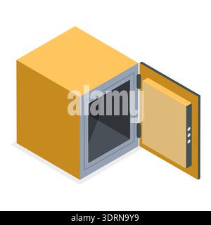 3D Isometric Flat Vector Set of Bank Vaults Stock Photo