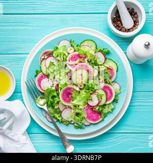 Watermelon radish and  cucumber salad Stock Photo