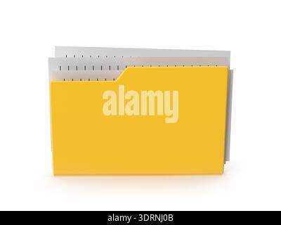 Yellow folder with papers Stock Photo