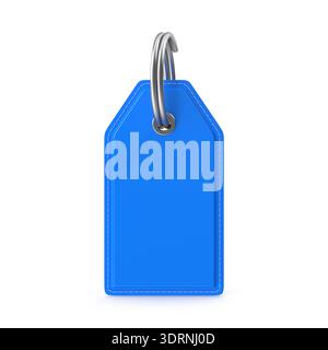 Blue key tag with silver ring Stock Photo