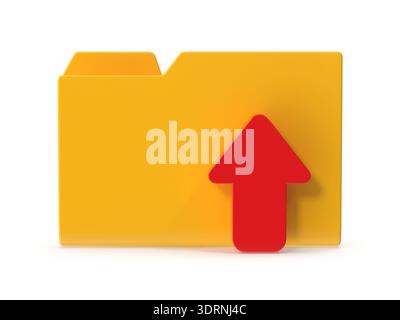 Folder with upward arrow symbol representing file upload and data transfer Stock Photo