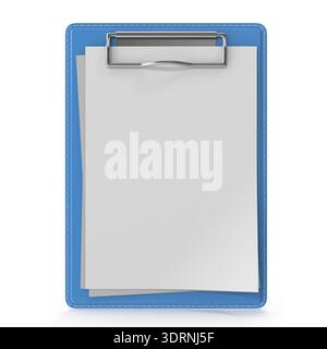 Blue clipboard with blank paper sheets Stock Photo
