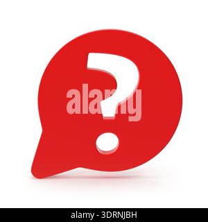 Red speech bubble with a white question mark Stock Photo