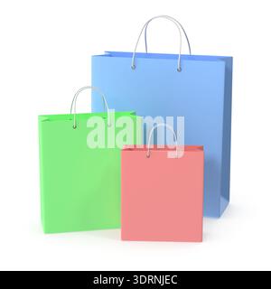 Colorful shopping bags trio Stock Photo