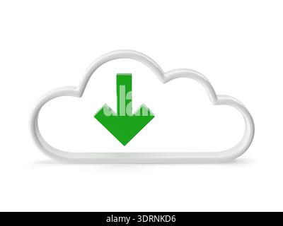 3d Render of Cloud Download Icon Stock Photo