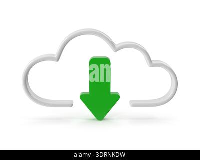 Cloud Download Icon - Internet Data Transfer Symbol Stock Photo